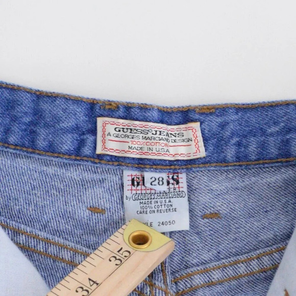 Vintage 80s Guess Jeans Blue High Waisted Straight Leg Mom Jeans 28 - Picture 11 of 14